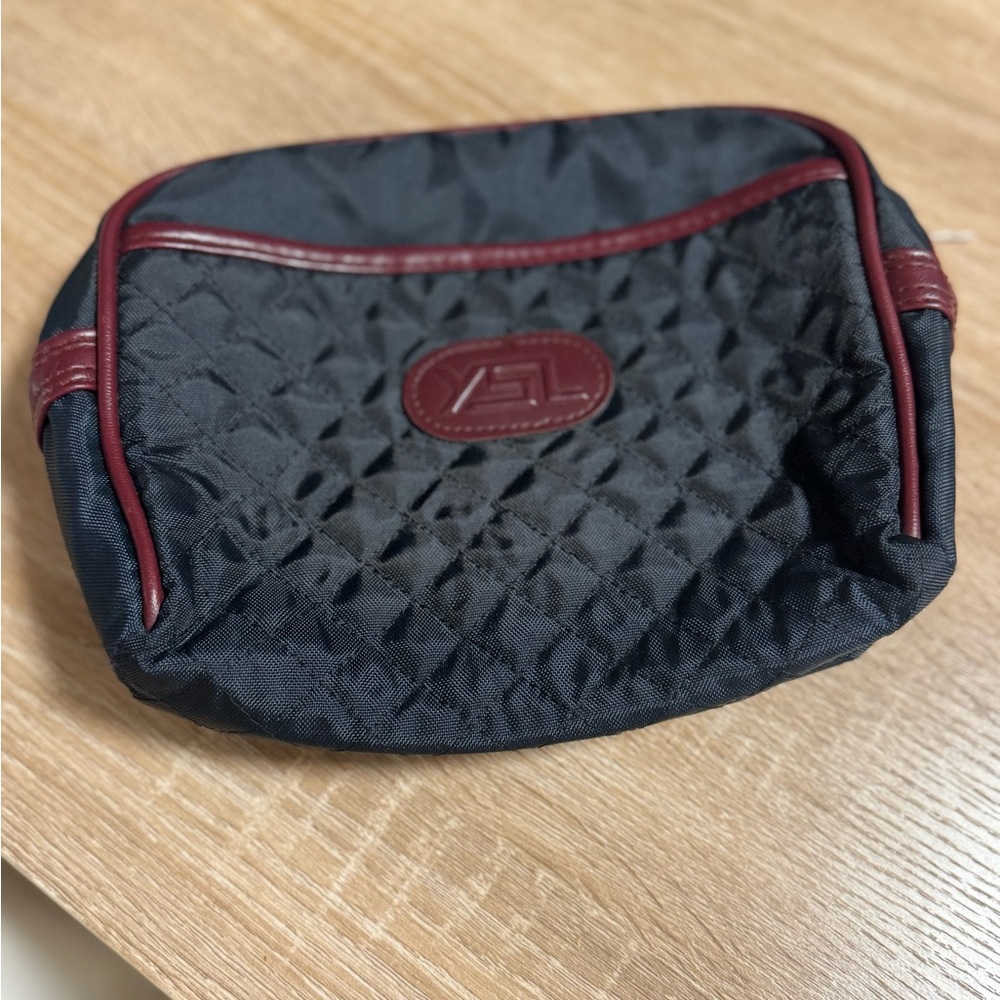 Yves Saint Laurent Black and Red Quilted Travel Bag